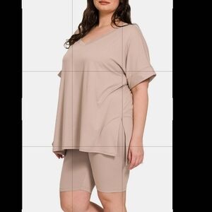 NWOT Zenana Tan T-Shirt & Shorts Set Womens 2X